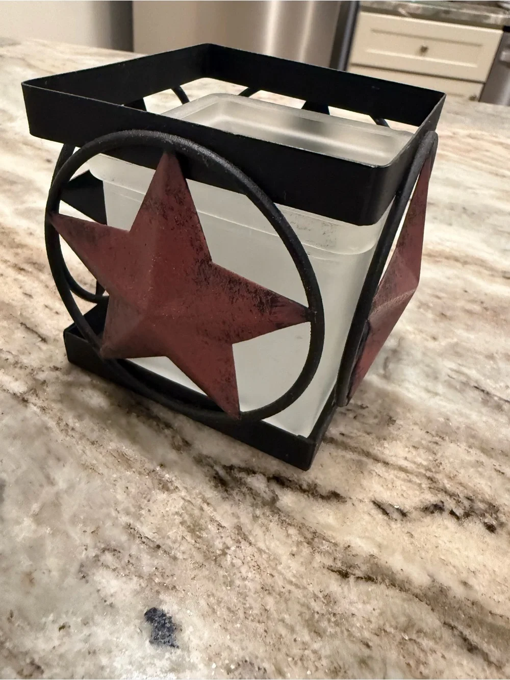 Rustic Red Star Metal Candle Holder by